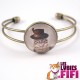 Bracelet chat : chat steampunk et son haut de forme à plumes