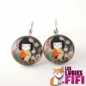 Boucles d’oreille kokeshi : washi doll n°05