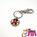Porte-clé chat steampunk : le chat et son haut de forme à ruban rouge