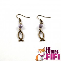 Boucles d'oreille vintage : carte postale