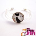 Bracelet chat : le chat noir et la rose