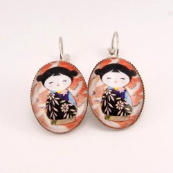 Boucles d’oreille kokeshi : kokeshi washi n°02