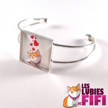 Bracelet chat : les lubies de fifi coeurs version carrée