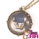 Collier chat : chat steampunk et son monocle