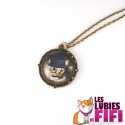 Collier chat : chat steampunk et son monocle