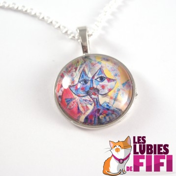 Collier chat : chat multicolore Brunsperger