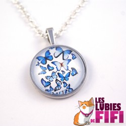 Collier papillon : papillons bleus