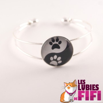 Bracelet chat : pattes de chat version yin and yang