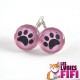 Boucle d’oreille chat : patte de chat sur fond rose