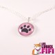 Collier chat : patte de chat sur fond rose