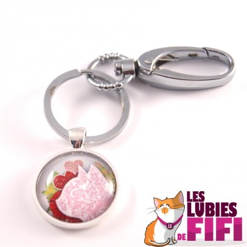 Porte-clé chat : chat liberty rose