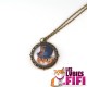 Collier chat : chat steampunk et son haut de forme bleu