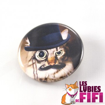 Badge chat : le chat et son monocle