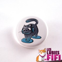 Badge chat : Lucio le chat DJ version bleu