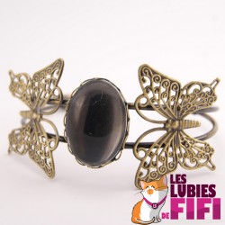 Bracelet personnalisé ovale bronze avec papillons