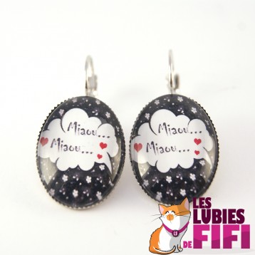 Boucle d’oreille chat  alors : Miaou Miaou