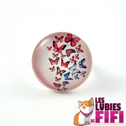 Bague papillon : papillons roses et bleus