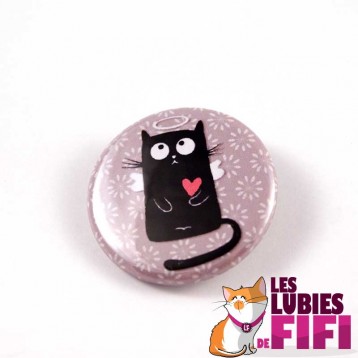 Badge chat : Chat noir petit ange