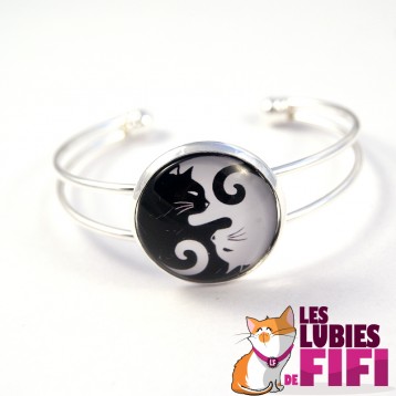 Bracelet chat : duo de chats