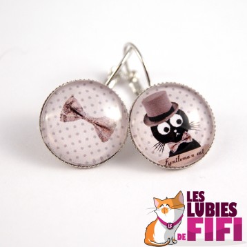 Boucle d’oreille chat :  Gentleman Cat