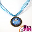 Collier : le hibou bleu