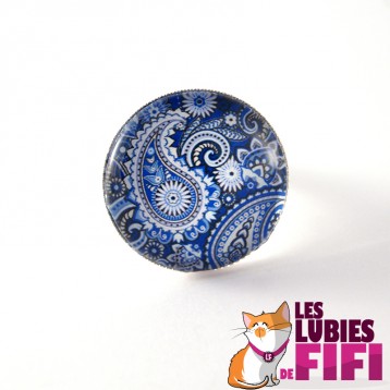 Bague fleurs : composition florale bleue