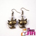 Boucle d'oreille Chat : Chat Kawai Bronze