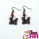 Boucles d'oreille papillon bronze et orange