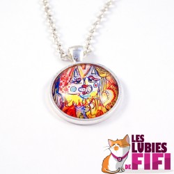 Collier chat : chat multicolore Brunsperger