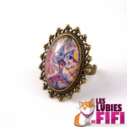 Bague chat : chat multicolore Brunsperger