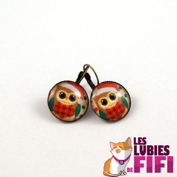 Boucles d'oreille hibou : hibou rose