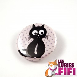 Badge chat : Chat noir coeur