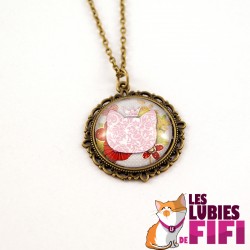 Collier chat : chat liberty et sa couronne rose
