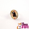 Bague chat : chat noir et feuilles oranges