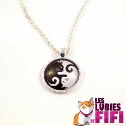 Collier chat : chat noir et liberty orange