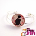 Bracelet chat : chat noir et son collier de perles n°02