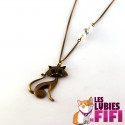 Collier chat : chat bronze 