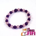 Bracelet perles : rose et violet