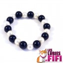 Bracelet perles : noir et blanc