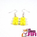 Boucles d'oreille ourson jaune