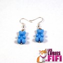 Boucles d'oreille ourson bleu