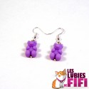 Boucles d'oreille ourson violet