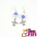 Boucles d'oreille colibri bleu