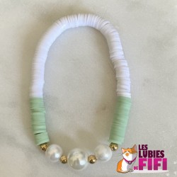 Bracelet Perles Heishi Turquoise et Doré