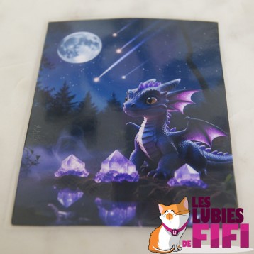 Marque page dragon Luminia – carte énergétique rose pailletée (7,5 × 10 cm)