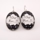 Boucles d'oreille cabochon collection chat : Mrou et ses lunettes version bleue