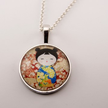 Collier kokeshi : Washi n°01 