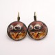 Boucles d'oreille chat steampunk : chat et ses lunettes