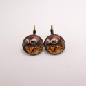 Boucle d'oreille chat steampunk : chat roux