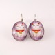 Boucles d’oreille chat : chat maneki neko fond violet